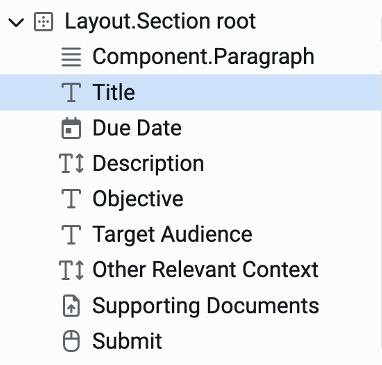 A zoomed-in view of the larger screenshot earlier. This is a screenshot of the element tree and its components in a list.