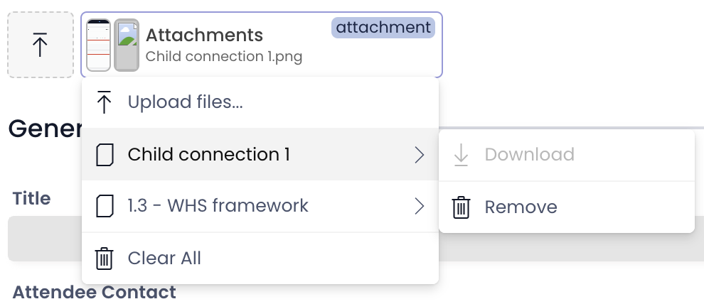 Image showing features of Attachment File bar