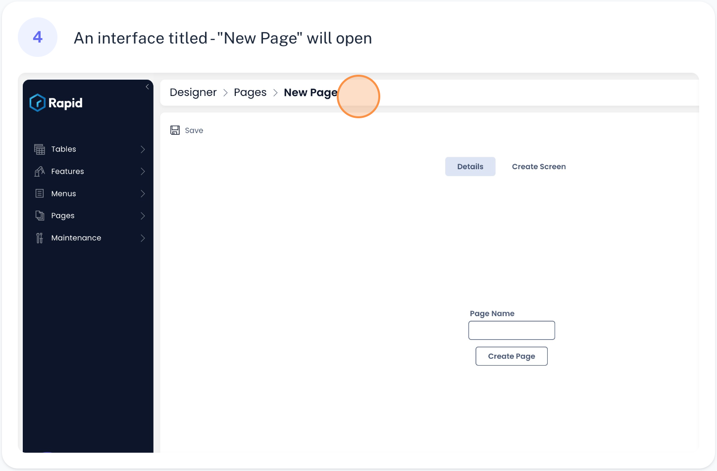 How to create a Page in Designer | Rapid Platform Docs