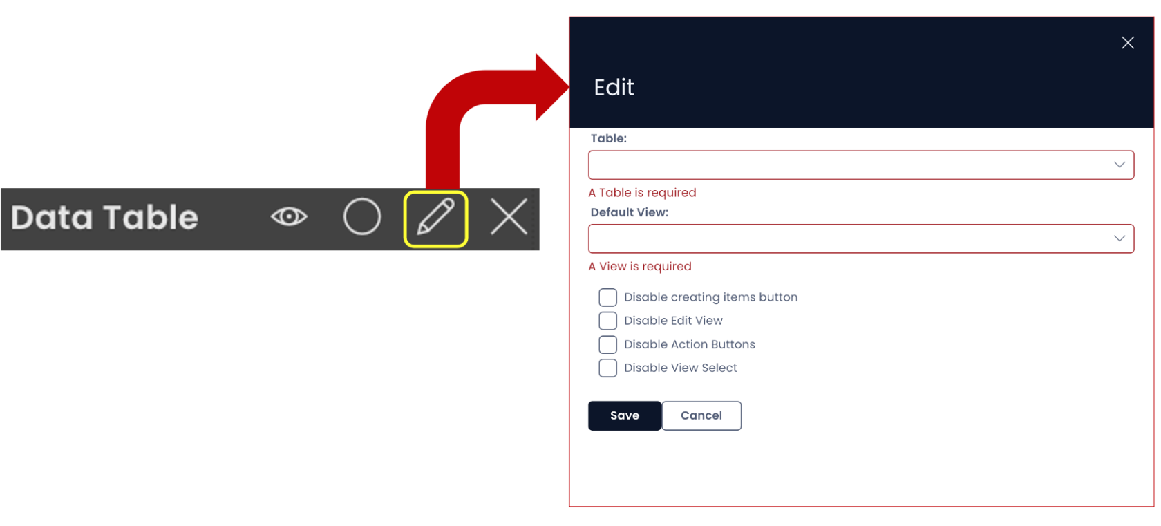 Data Table | Rapid Platform Docs