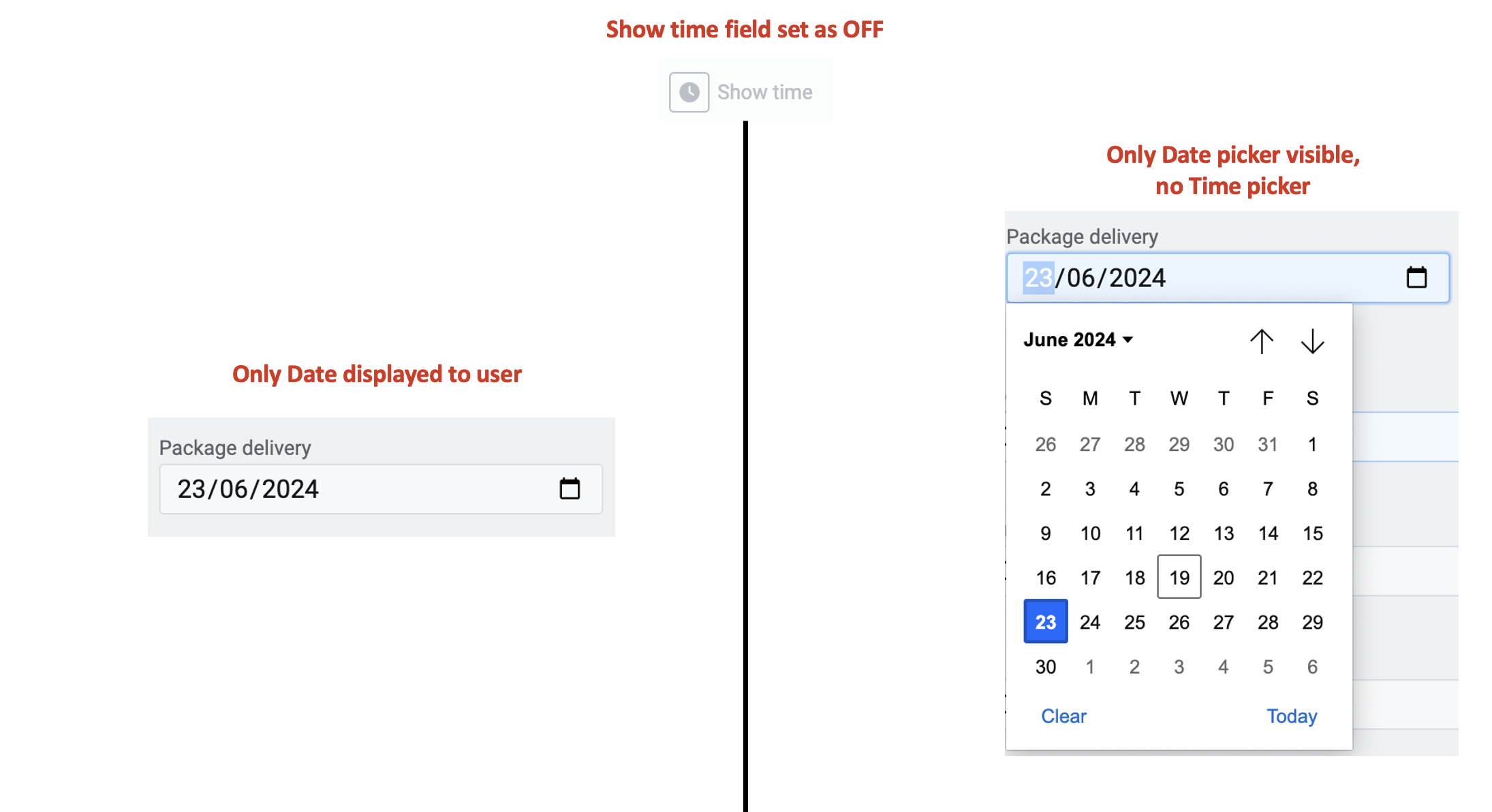 Image showing how users see element if Show time is OFF