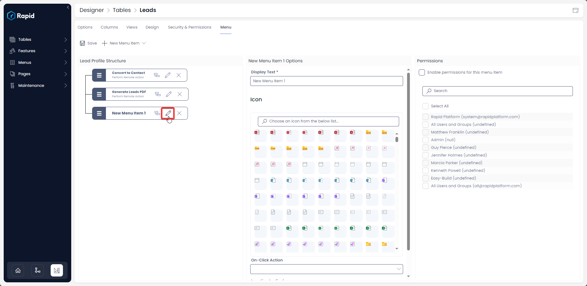 How to configure a Menu button in a command bar | Rapid Platform Docs