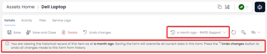 Item History | Rapid Platform Docs