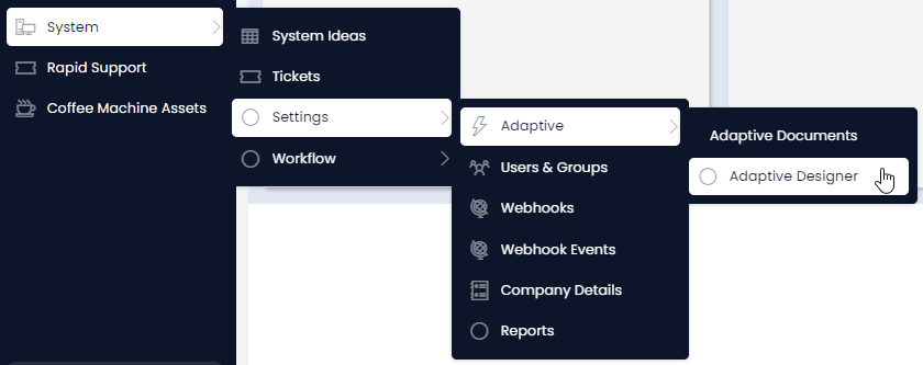 Menus | Rapid Platform Docs