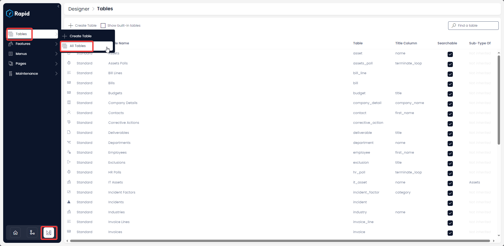 How to edit / delete table views in Designer | Rapid Platform Docs