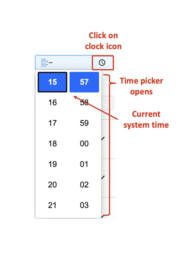 Image showing setting default value to time field using time picker