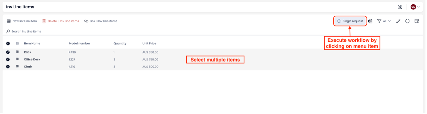 Image showing how to execute menu button from Explorer. Select desired items and click on Menu button