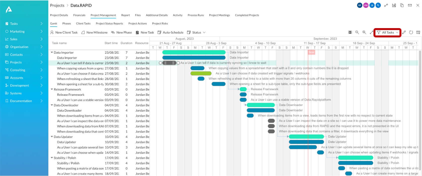 Filtering and Sorting Tasks | Rapid Platform Docs