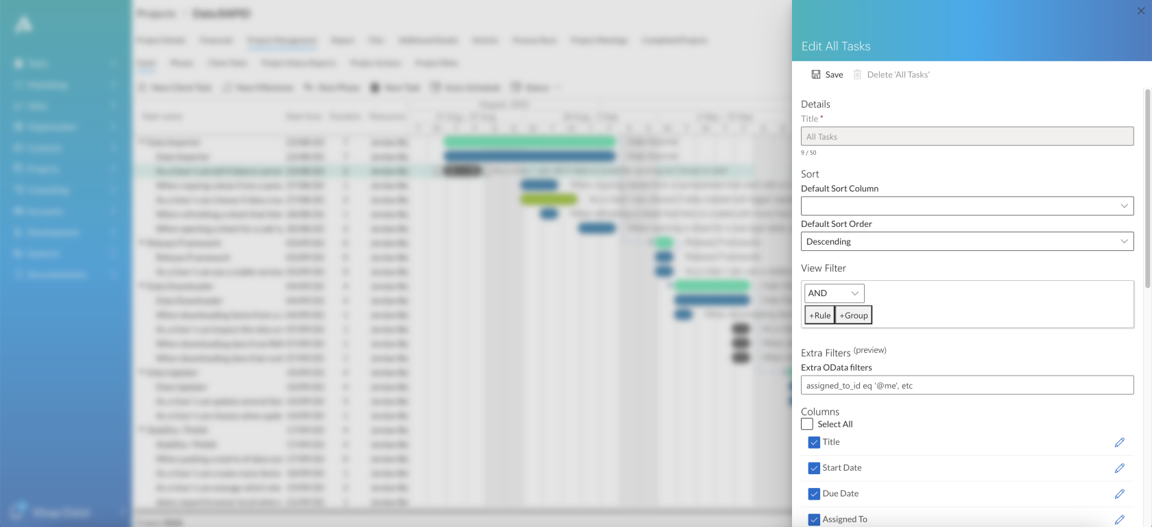 Filtering and Sorting Tasks | Rapid Platform Docs
